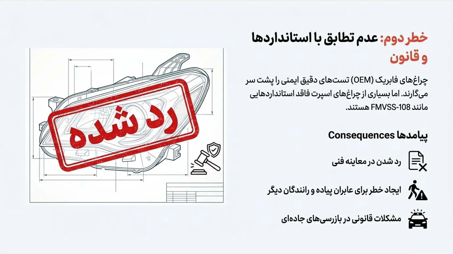 خط قرمزهای پلیس راهور در حوزه چراغ اسپرت یا فابریک