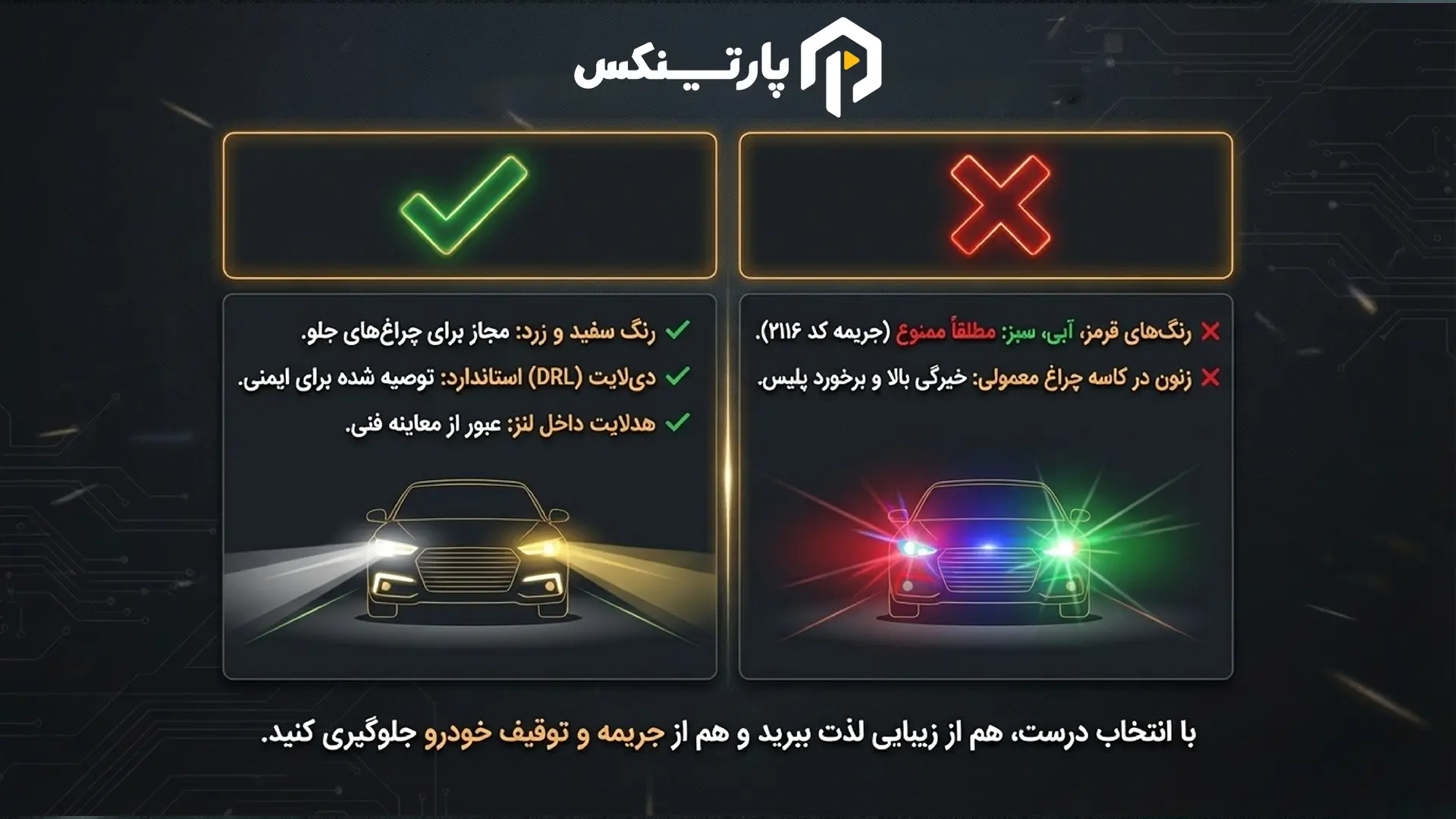 چارچوب قانونی و ایمنی؛ رانندگی بدون جریمه با انتخاب بهترین برند چراغ اسپرت