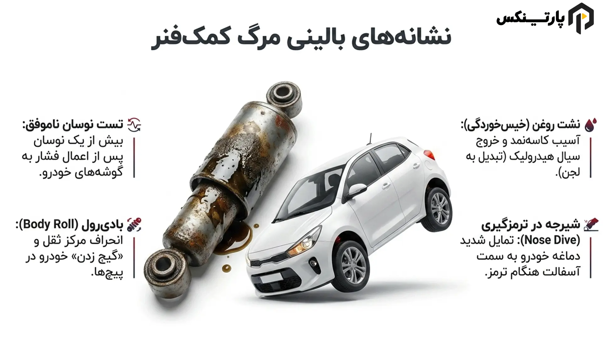 علائم خرابی کمک فنر ماشین که زمان تعویض را مشخص میکنند