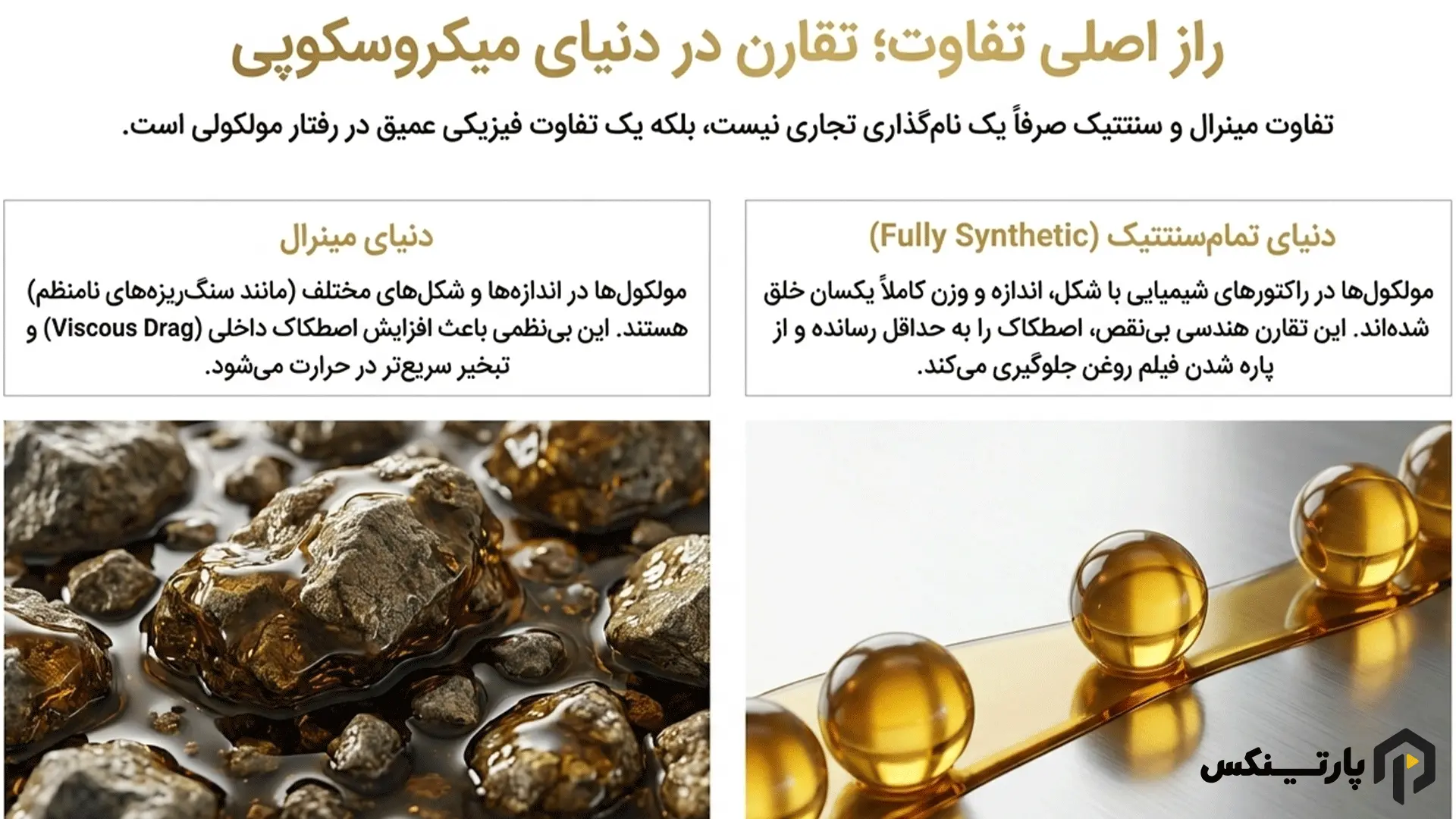 تفاوت روغن سنتتیک و نیمه سنتتیک از منظر مهندسی و شیمی مولکولی